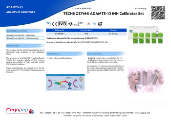 Product sheet TECHNOZYM® ADAMTS-13 INH Calibrator Set