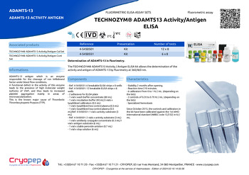 Product sheet TECHNOZYM® ADAMTS13 Activity/Antigen  ELISA