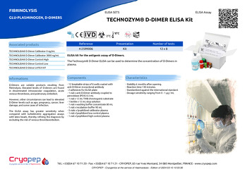 Product sheet TECHNOZYM® D-DIMER ELISA Kit