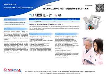 Product sheet TECHNOZYM® PAI-1 Actibind® ELISA Kit