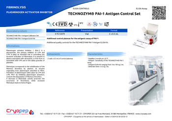 Product sheet TECHNOZYM® PAI-1 Antigen Control Set