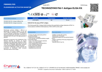 Product sheet TECHNOZYM® PAI-1 Antigen ELISA Kit