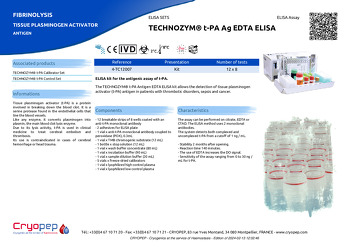 Product sheet TECHNOZYM® t-PA Ag EDTA ELISA