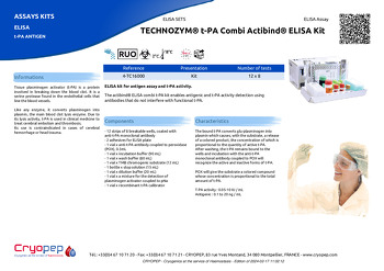Product sheet TECHNOZYM® t-PA Combi Actibind® ELISA Kit