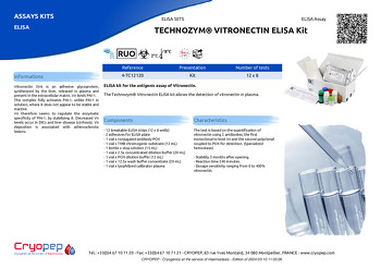 Product sheet TECHNOZYM® VITRONECTIN ELISA Kit