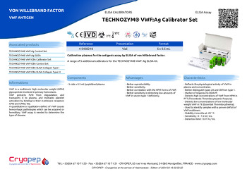 Product sheet TECHNOZYM® VWF:Ag Calibrator Set