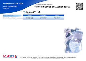 Product sheet THROMBIN BLOOD COLLECTION TUBES