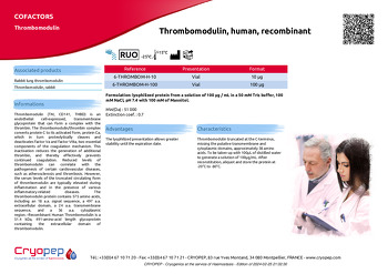 Product sheet Thrombomodulin, human, recombinant