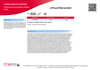 Product sheet u-PA purified protein
