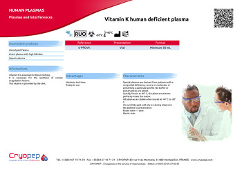 Product sheet Vitamin K human deficient plasma