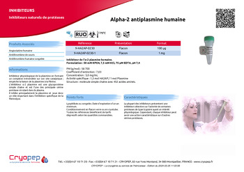 Fiche produit Alpha-2 antiplasmine humaine