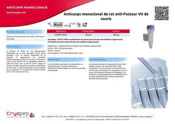 Fiche produit Anticorps monoclonal de rat anti-Facteur VII de souris