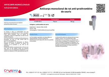 Fiche produit Anticorps monoclonal de rat anti-prothrombine de souris