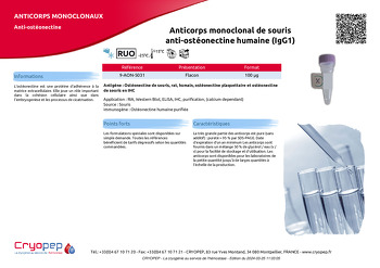 Fiche produit Anticorps monoclonal de souris anti-ostéonectine humaine (IgG1)