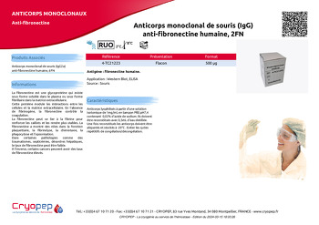 Fiche produit Anticorps monoclonal de souris (IgG) anti-fibronectine humaine, 2FN