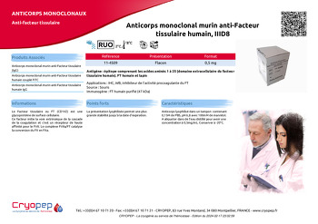 Fiche produit Anticorps monoclonal murin anti-Facteur tissulaire humain IIID8