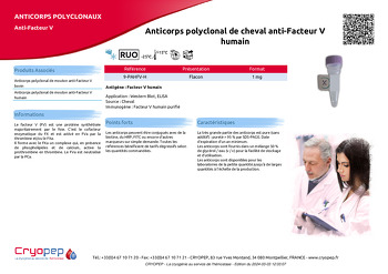 Fiche produit Anticorps polyclonal de cheval anti-Facteur V humain