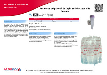 Fiche produit Anticorps polyclonal de lapin anti-Facteur VIIa humain
