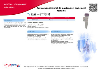 Fiche produit Anticorps polyclonal de mouton anti-protéine Z humaine