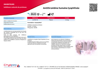 Fiche produit Antithrombine humaine lyophilisée
