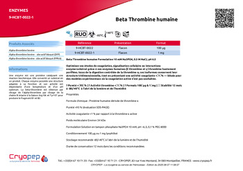 Fiche produit Beta Thrombine humaine 