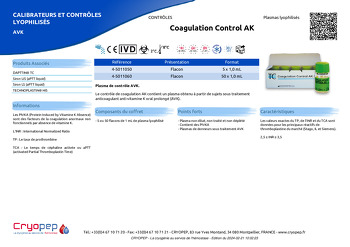 Fiche produit Coagulation Control AK