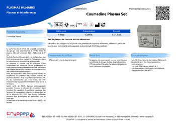 Fiche produit Coumadine Plasma Set