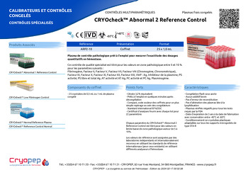 Fiche produit CRYOcheck™ Abnormal 2 Reference Control