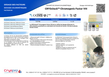 Fiche produit CRYOcheck™ Chromogenic Factor VIII
