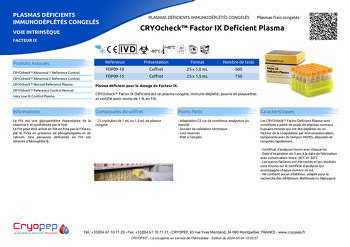 Fiche produit CRYOcheck™ Factor IX Deficient Plasma