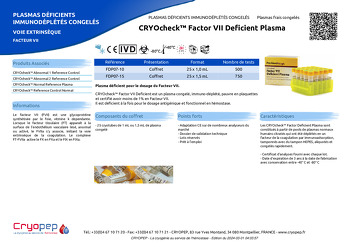 Fiche produit CRYOcheck™ Factor VII Deficient Plasma