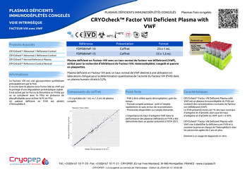 Fiche produit CRYOcheck™ Factor VIII Deficient Plasma with VWF