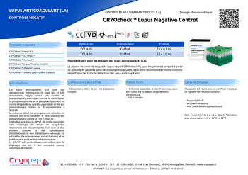 Fiche produit CRYOcheck™ Lupus Negative Control