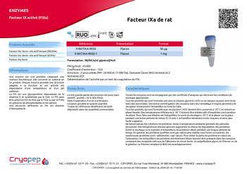 Fiche produit Facteur IXa de rat