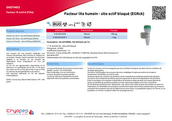 Fiche produit Facteur IXa humain - site actif bloqué (EGRck)