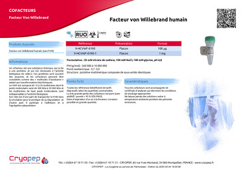 Fiche produit Facteur von Willebrand humain