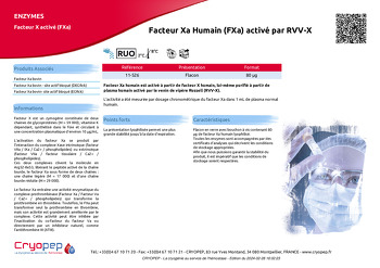 Fiche produit Facteur Xa Humain (FXa) activé par RVV-X