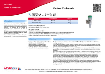 Fiche produit Facteur XIa humain