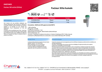 Fiche produit Facteur XIIIa humain