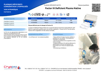 Fiche produit Factor IX Deficient Plasma Native