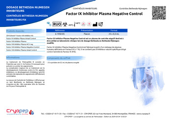 Fiche produit Factor IX Inhibitor Plasma Negative Control