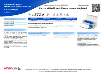 Fiche produit Factor VII Deficient Plasma Immunodepleted