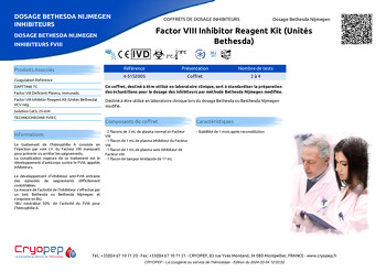 Fiche produit Factor VIII Inhibitor Reagent Kit (Unités Bethesda)