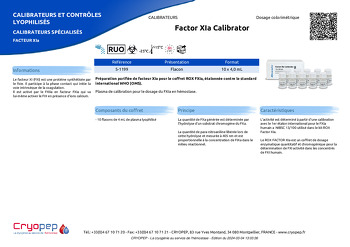 Fiche produit Factor XIa Calibrator