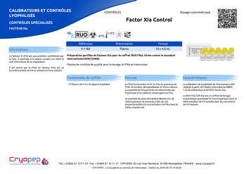 Fiche produit Factor XIa Control