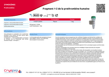 Fiche produit Fragment 1-2 de la prothrombine humaine