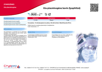 Fiche produit Glu-plasminogène bovin (lyophilisé)