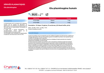 Fiche produit Glu-plasminogène humain