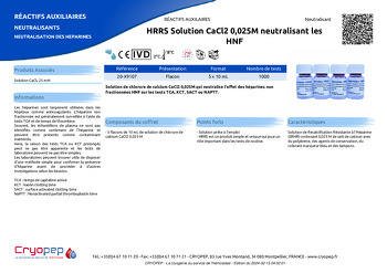 Fiche produit HRRS Solution CaCl2 0,025M neutralisant les HNF