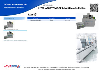 Fiche produit INTER-ARRAY VWF:PP Échantillon de dilution